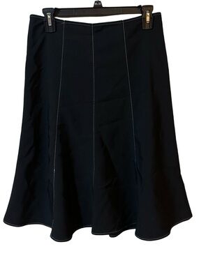 ENT Entrancy Black A-Line Skirt S Contrast Stitch Y2K Flare Hem